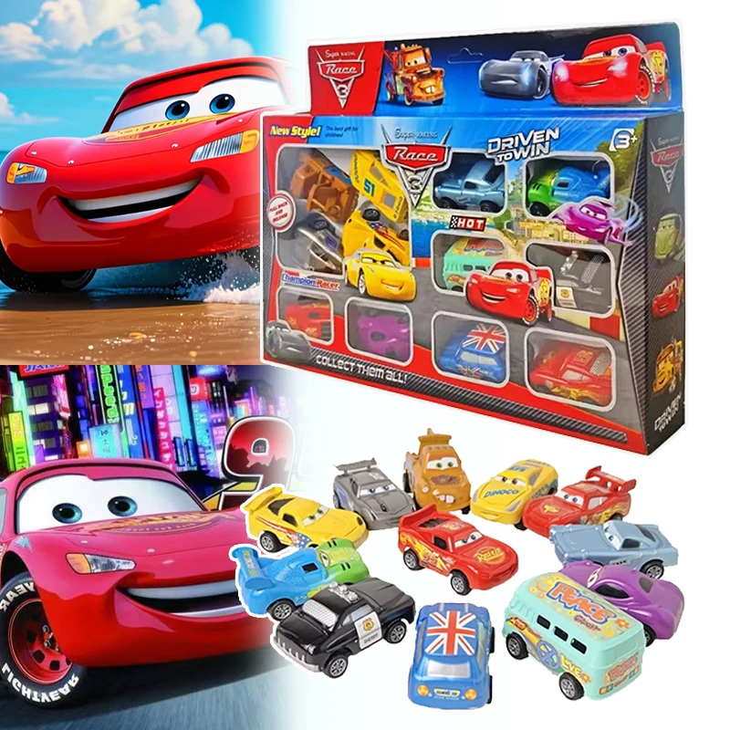 2026 Disney Pixar Cars 3 Rebound Auto Geschenkdoos Model 12 STUKS Lightning McQueen Jackson Storm Plastic Speelgoed Kinderen Verjaardagscadeau
