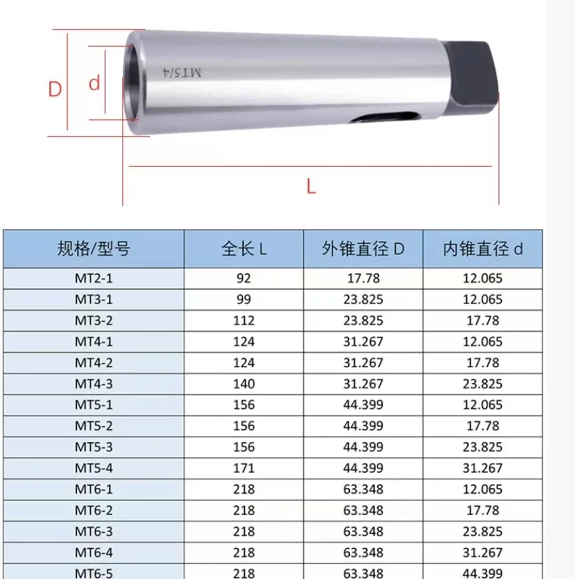 Adaptateur cône Morse MT1 à MT2 à MT3 MT3 à MT4, pour perceuse SAP, 3 pièces/ensemble