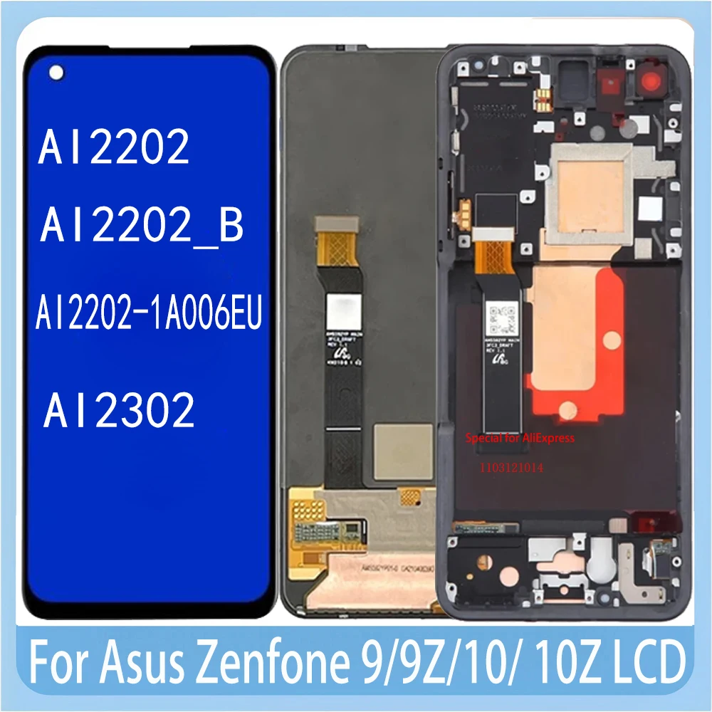 5.9'' Original  For Asus Zenfone 9 9Z LCD AI2202 Display Screen Touch Digitizer  For ASUS Zenfone 10 10z LCD AI2302 LCD+Frame