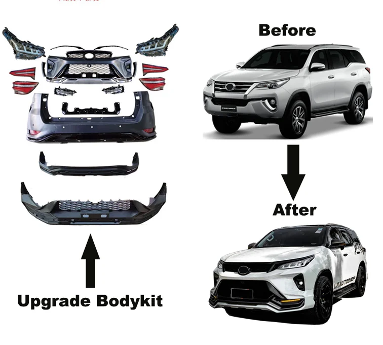 

New Arrived Body Kit for to Fortuner 2015-2020 Upgrade to Fortuner Gr Sport 2021 Front Rear Bumper Grille Side