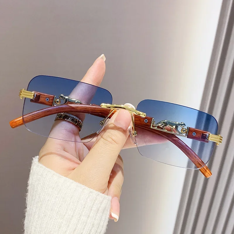 Lovely Rimless Square Sunglasses Women Men Designer Brand Sun Glasses Female Male Casual Metal Mirror Oculos De Sol