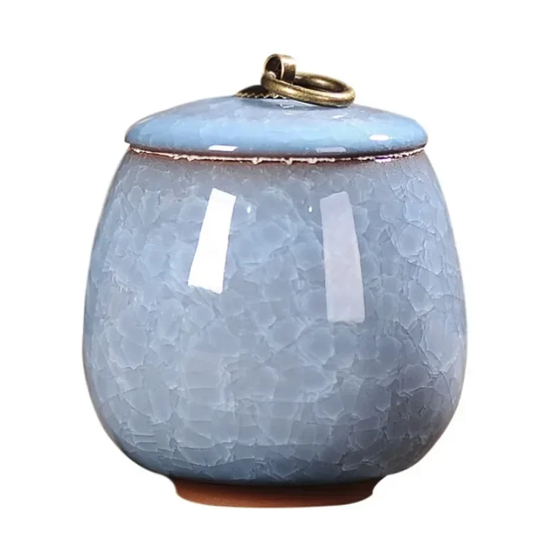 Pet urn sealed home small and medium cremation cat dog animal ceramic ashes cup jar, apple green