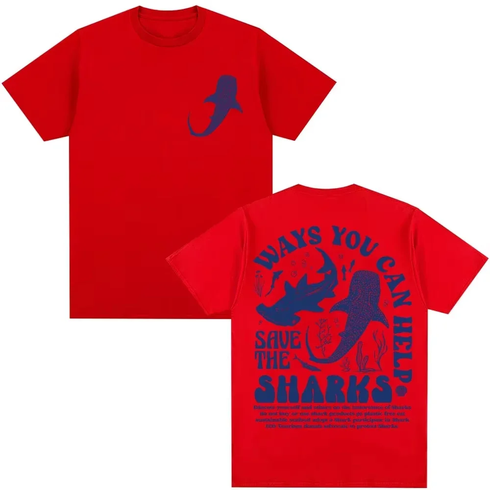 2026 Save The Sharks Umwelt-T-Shirt für Herren, Walhai-Grafik-T-Shirt, Meereskonservierung, Streetwear, Unisex, kurzärmelig – Detail 8