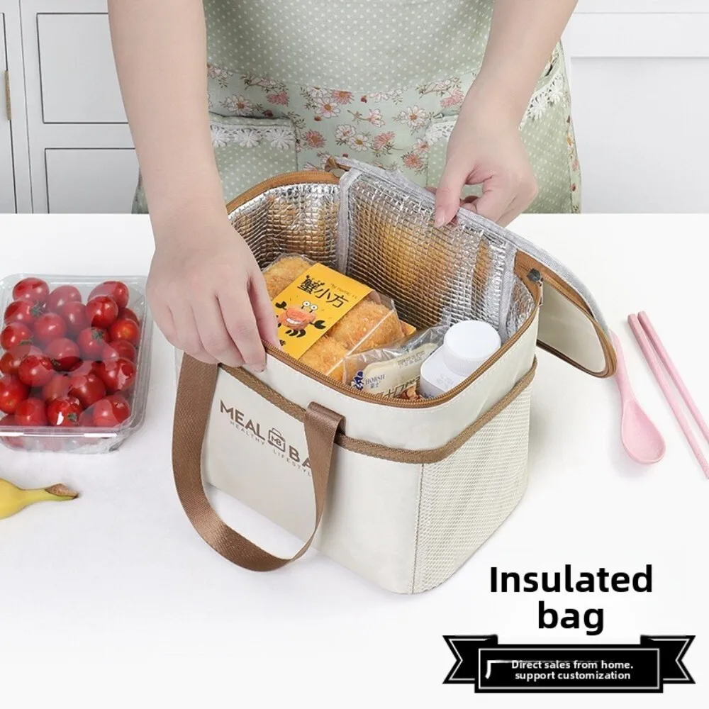Bolsa de mano aislada de gran capacidad para picnic al aire libre, almuerzo, almacenamiento de comida, ideal para trabajadores de oficina y estudiantes que llevan comida