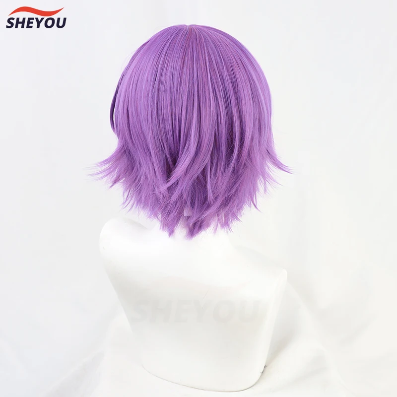 Kamishiro Rui Cosplay Peruca Projeto SEKAI FASE Colorido Mistura Roxo Azul Resistente ao calor Sintético Cabelo Partido Anime Perucas + Peruca Cap