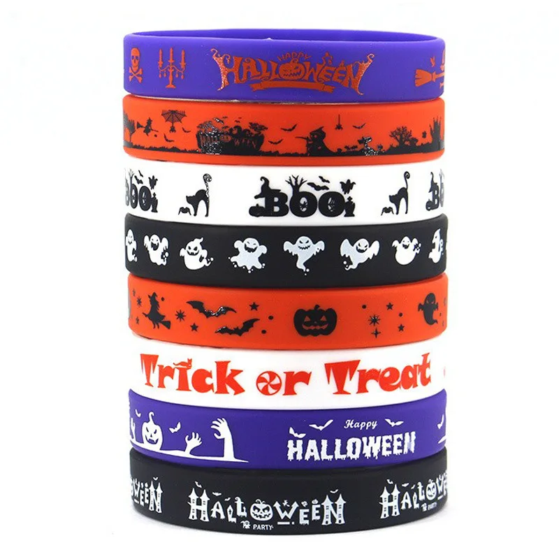8 шт./набор, силиконовые браслеты для Хэллоуина