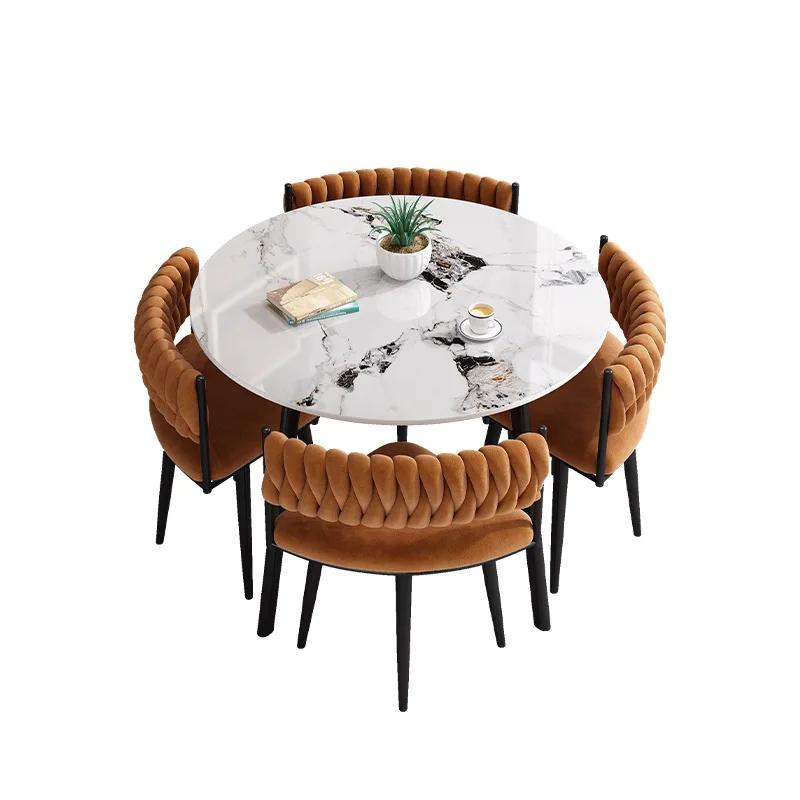 

Modern Coffee Negotiation Conference Room Table and Chair Set Room Furniture Small Round Slate Dining Table Set 4 Chairs