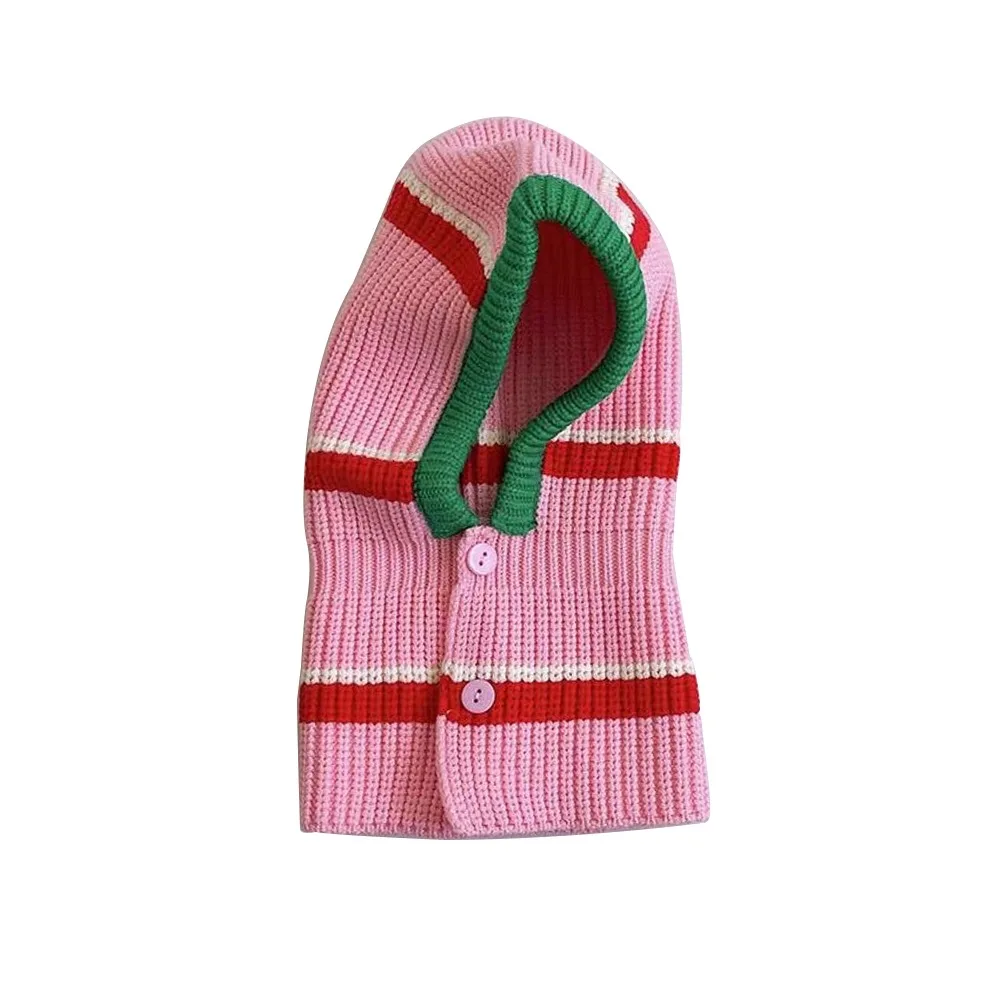 

Breathable Colorful Stripe Balaclava Hat Winter Warm Windproof Knitted Cap Scarf Stretchable Hooded Beanies