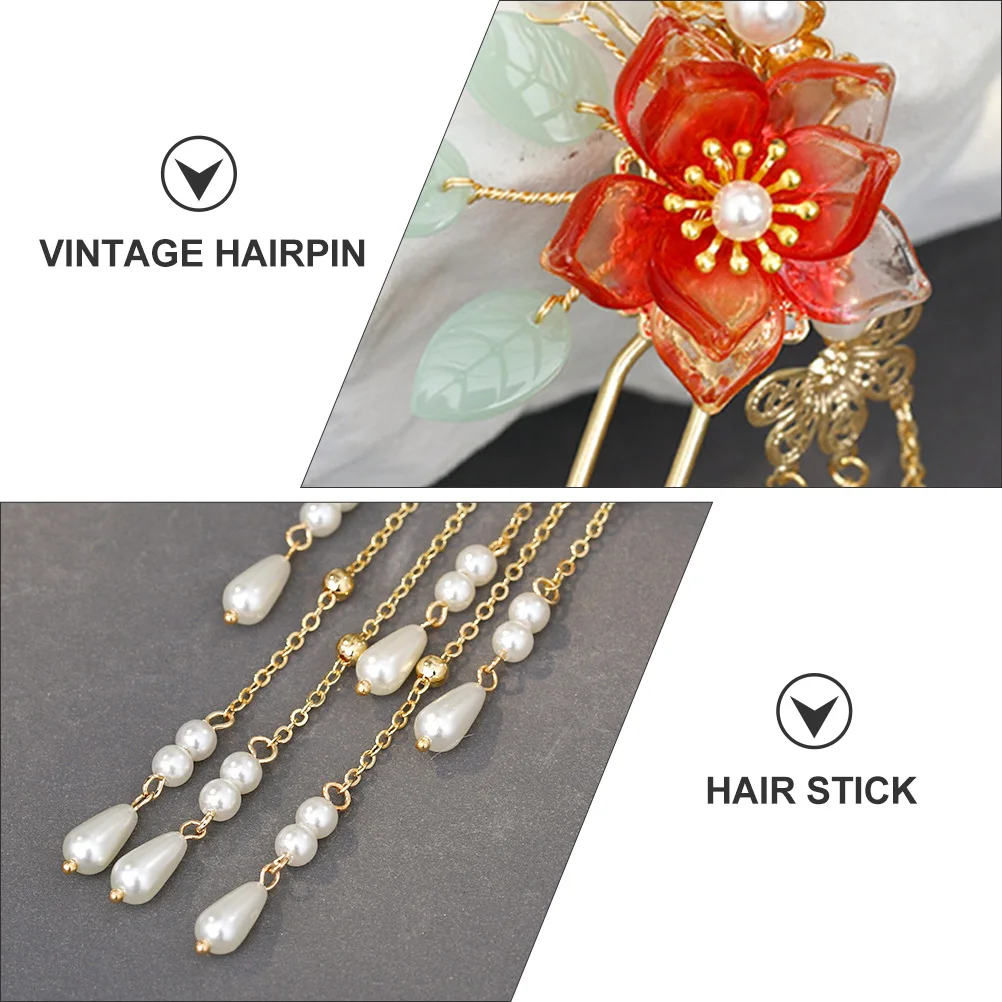 

Pearl Flower Hairpin Vintage Side Shake Metal Clip Women Hair Accessories Durable Hairstyle Vintage Hairpin Gift