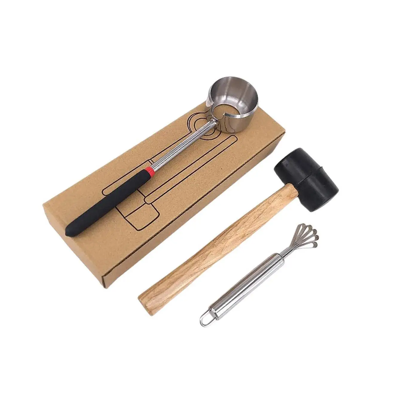 

Stainless Steel Coconut Shell Opener Puncher Hammer Kit Kitchen Tool Style 3