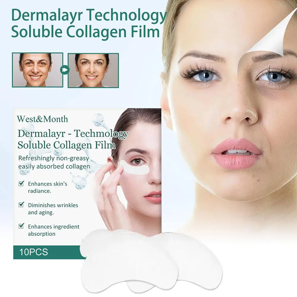 Película Soluble de colágeno, película de colágeno, papel Soluble reafirmante para ojos, antihumedad, hidratante, antienvejecimiento, arrugas, Li O7s0