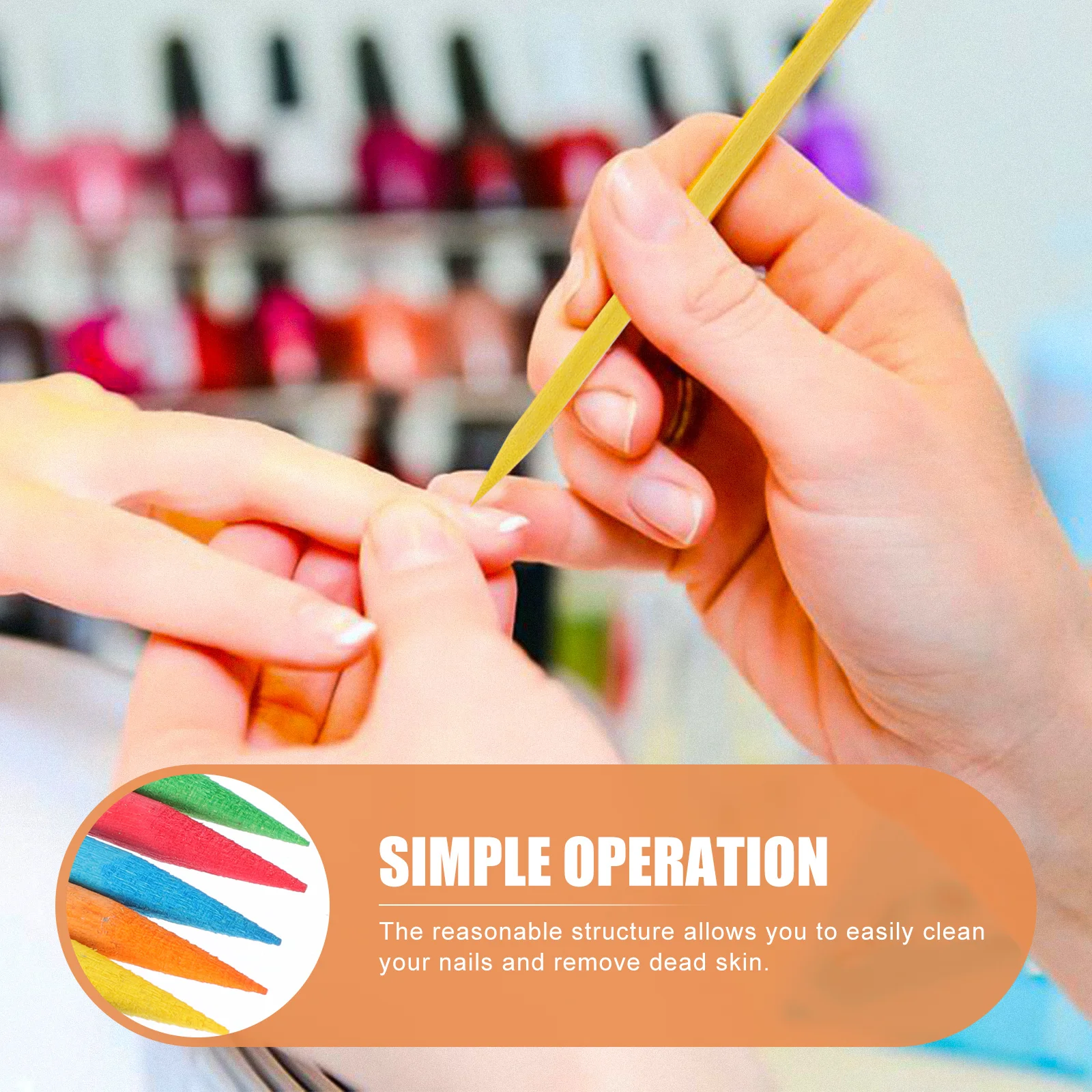 

2Packs Nail Art Wooden Manicure Rods Safe Nail Cleaning Cuticle Removers Dead Skin Pushers Manicure Salon Supply