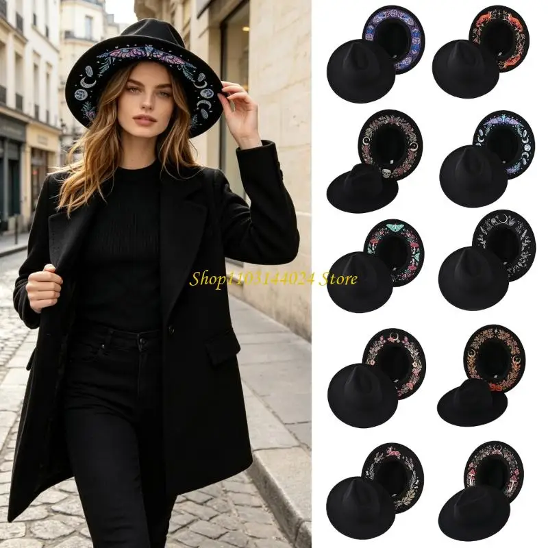 N5KE Decorative Printed Broad-Edge Hat with Textured Artwork, Tapered Top, Face Shade, and Foldable Polyester Design