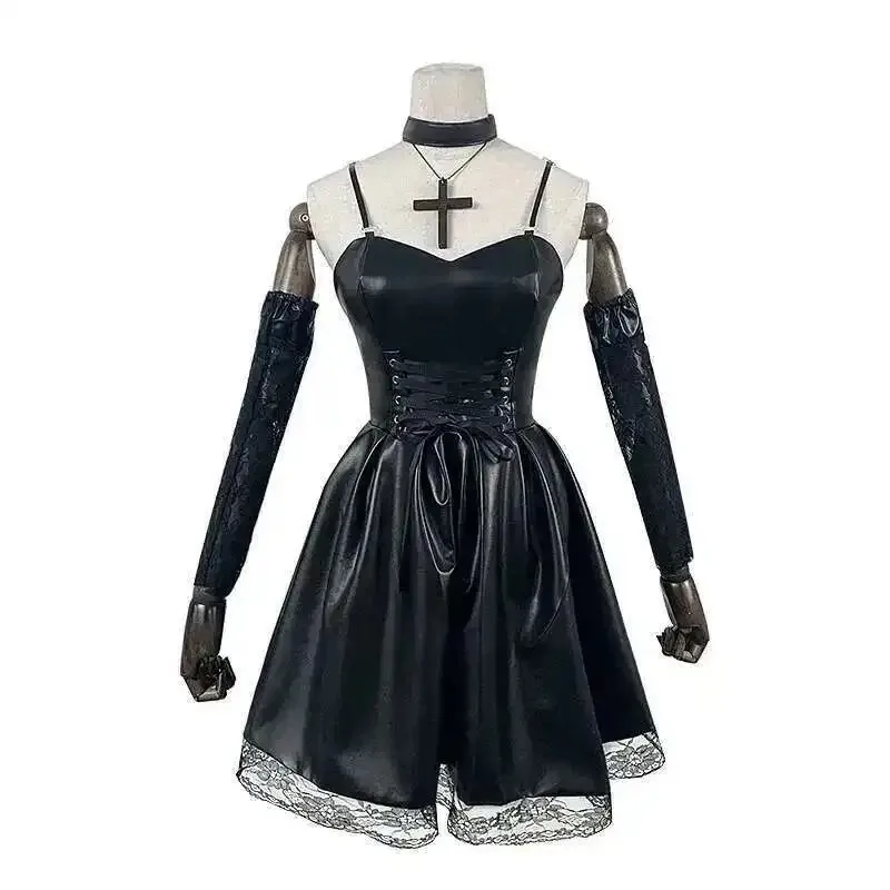 Миса Амане косплей женское японское аниме с кружевной отделкой костюм в готическом стиле сексуальное платье из искусственной кожи Хэллоуин