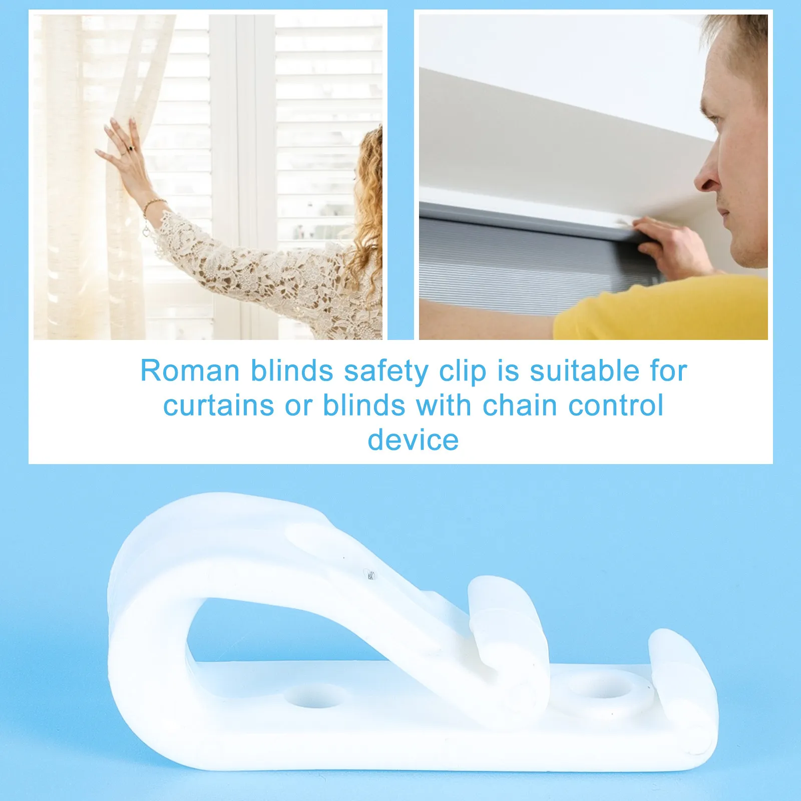 8Pcs Window Blind Safety Clips Premium Plastic Roller Fixing Holders for Roman Vertical Blinds Chain Control Curtain Accessories