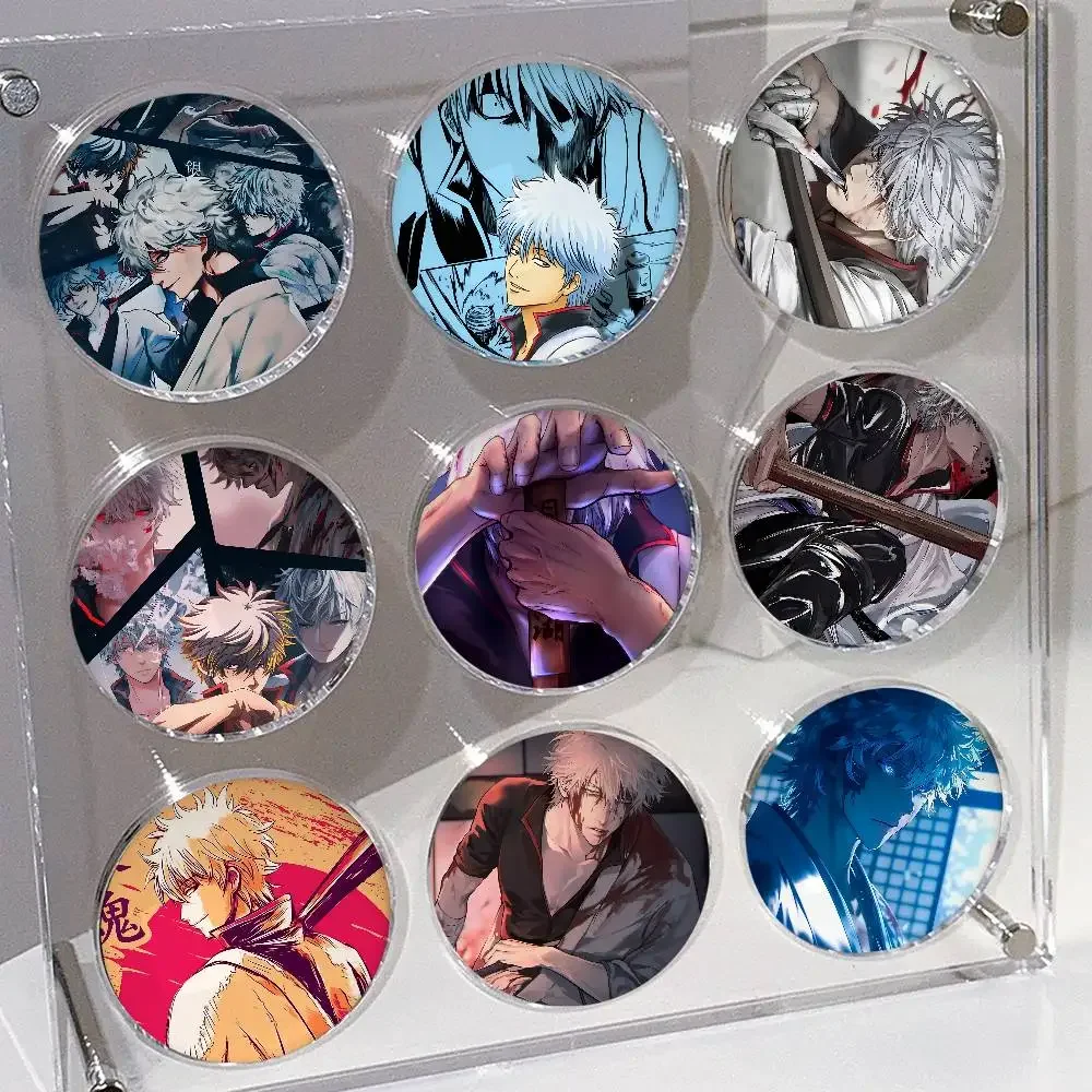 Anime S-Sakata G-Gintoki G-Gintama Badges 25 32 44 58 mm Round Cosplay Pin Bag Decor Fans Collect Friends Gifts Brooch Souvenir