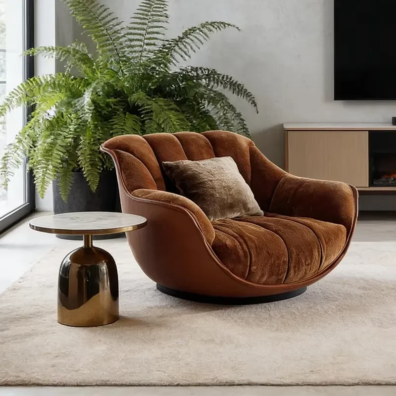 Modern Luxury Velvet Armchair Shell Shaped Decorative Single Sofa Upholstered Art Deco Living Room Furniture Bedroom Lounge