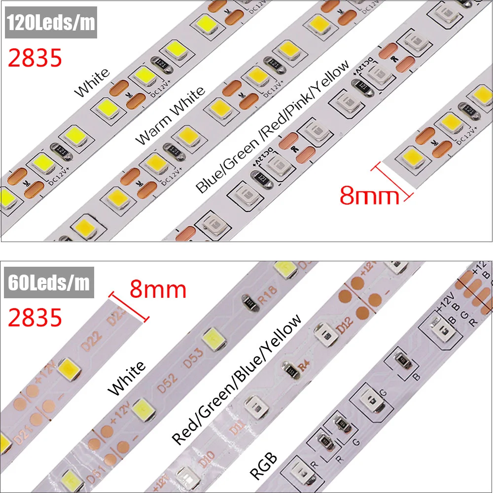 12V 24V Super jasne LED taśmy SMD 5050 5054 5630 2835 5M 120 diody Led/M elastyczna taśma Led IP65/IP67 wodoodporne światła LED pasek