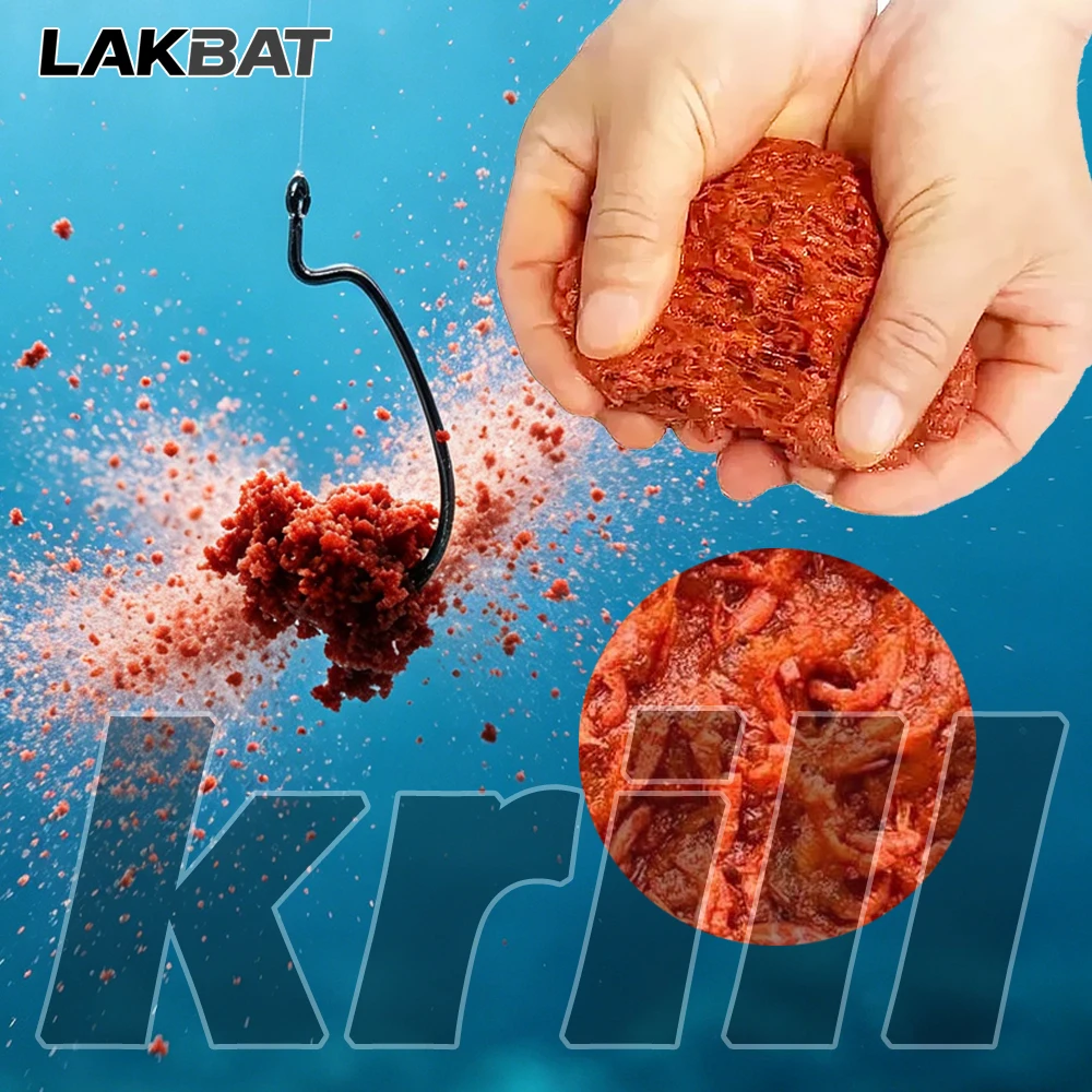 LAKBAT Krill-Garnelenfleisch Fischköder mit Fischgeschmack, Haftender Drahtzug-Haken, Biss-Additiv, Weicher Köder für Meeresfischerei – Detail 6