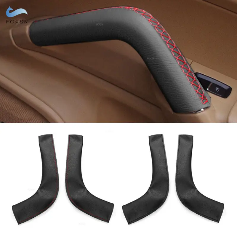 For Porsche Cayenne 2011 2012 2013 2014 2015 2016 Hand Stitched Car Door / Center Armrest Handle Microfiber Leather Cover Trim