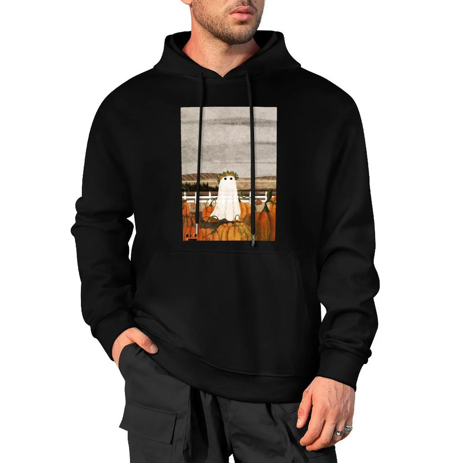 

There's a Ghost in the Pumpkins Patch Again... Pullover Hoodie men clothes korean clothes new hooded tee