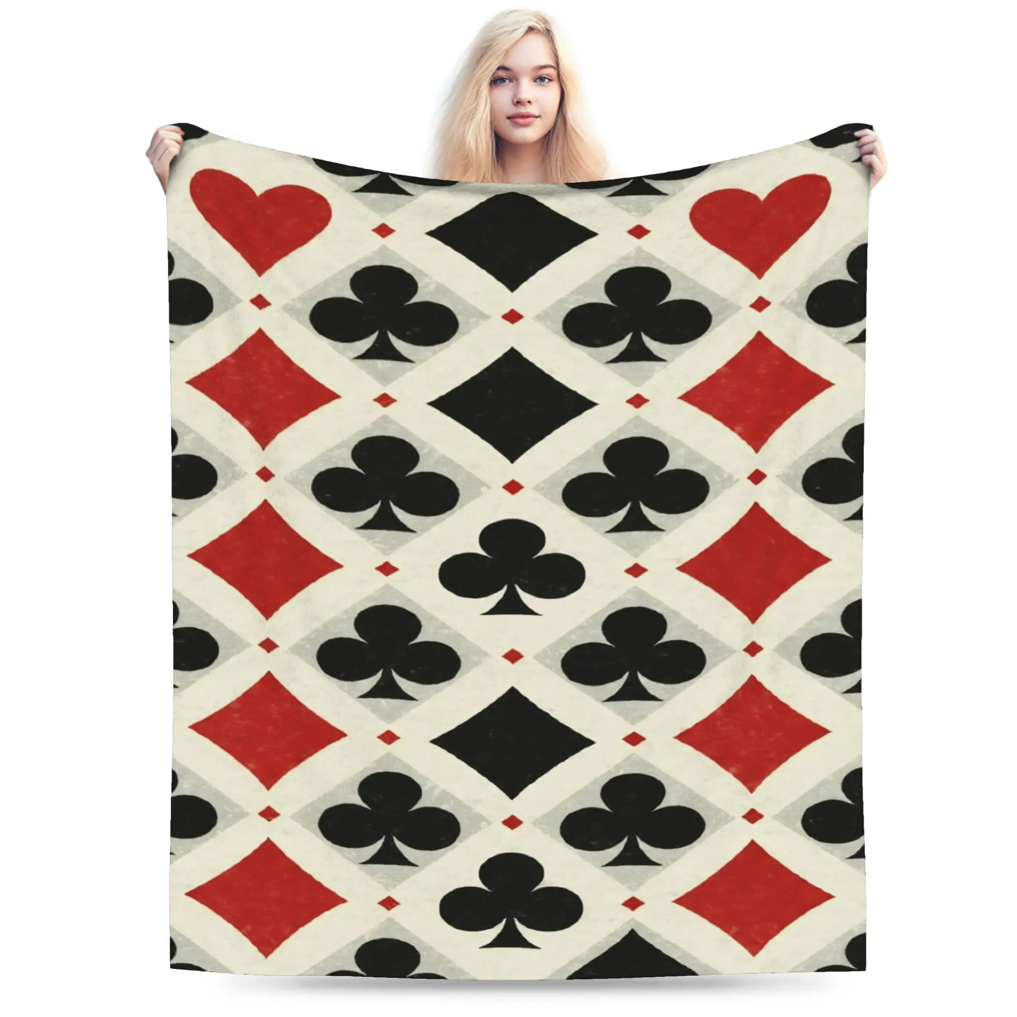 New Arrival Playing cards suit symbols Blankets Lightweight Thin Velvet  Cozy Throw Blanket Machine Washable