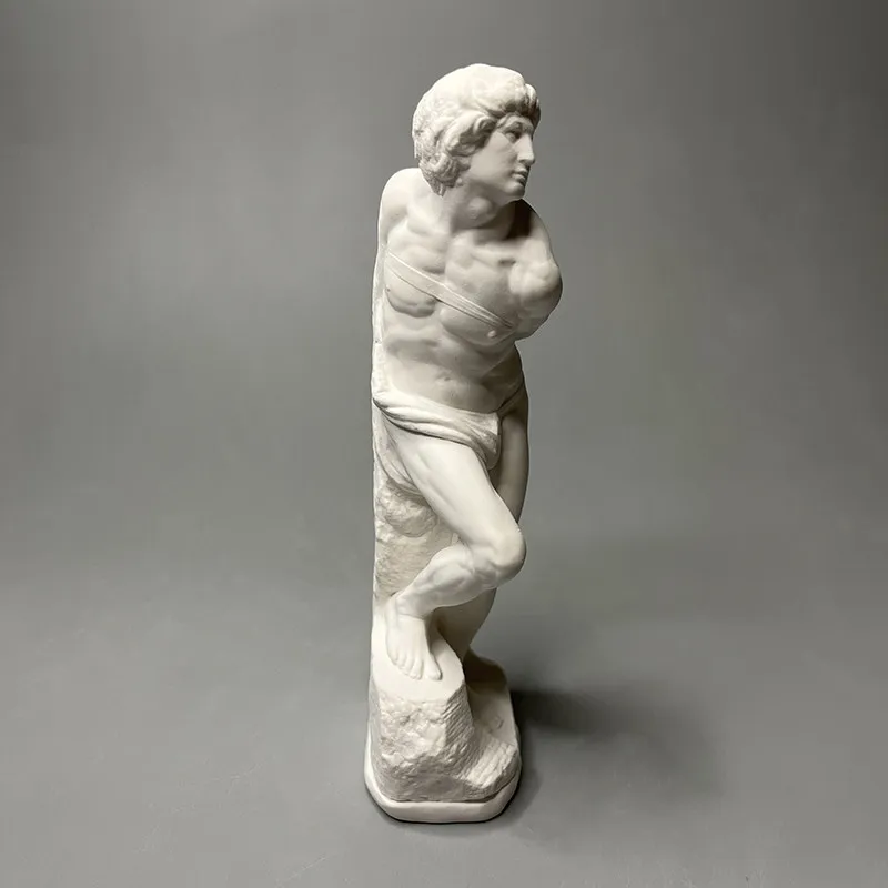 Michelangelo Neu Geschnitzte Gips-Skulptur Rebellen-Sklave Schreibtisch-Ornamente Kunst Dekorative Wohnaccessoires Vintage Wohndekor – Detail 4