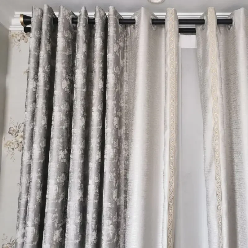 High Temperature Setting New Thickened High-end Light Luxury Fabric Jacquard Fabric Curtains for Living Dining Room Bedroom