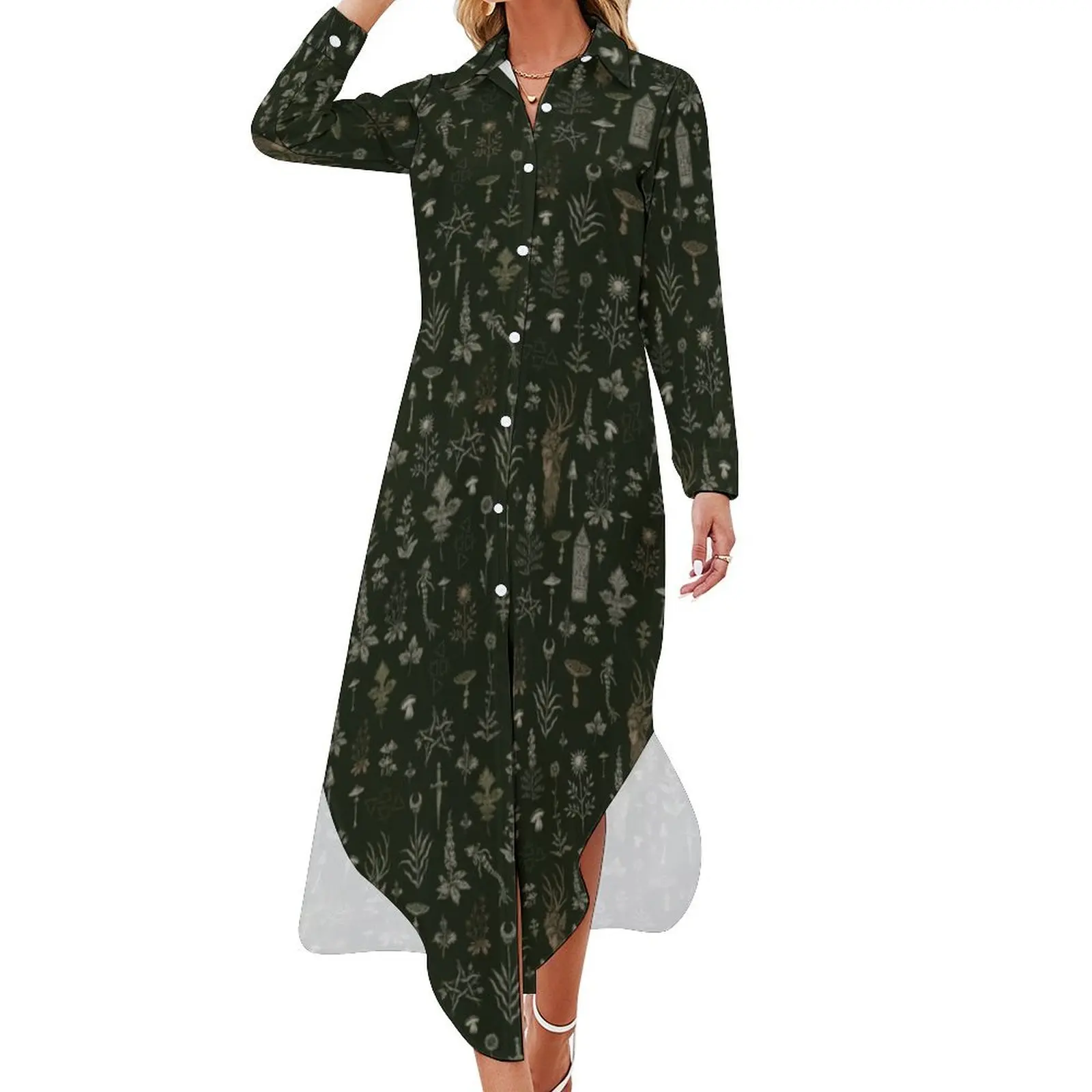 

Forest and Field Guardian Long Sleeved Shirt Dress loose summer dress summer outfits for women 2024 Women's clothing sexy dress