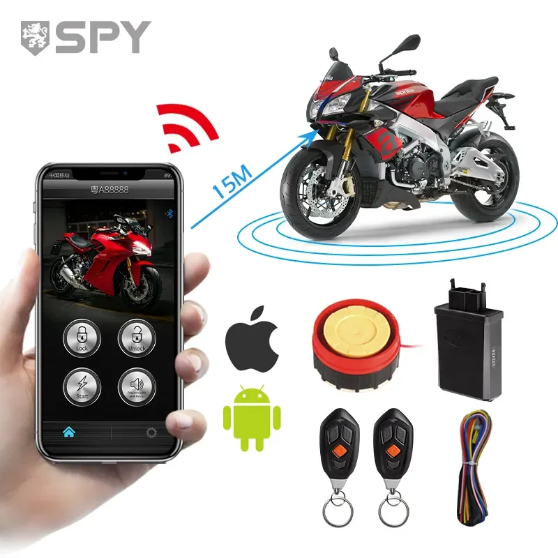 SPY universal moto bike antitheft disk lock one way safety theft remote start key security alarms systems