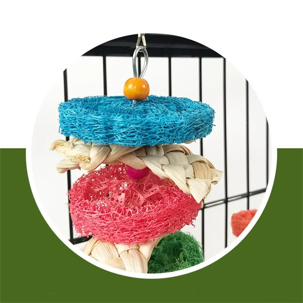 Rabbit Hamster Chewing Toy Hanging Bells Rattan Balls Molars Toy Pet Chinchilla Guinea Pig Bird Parrots Parakeet Birdcage Decor