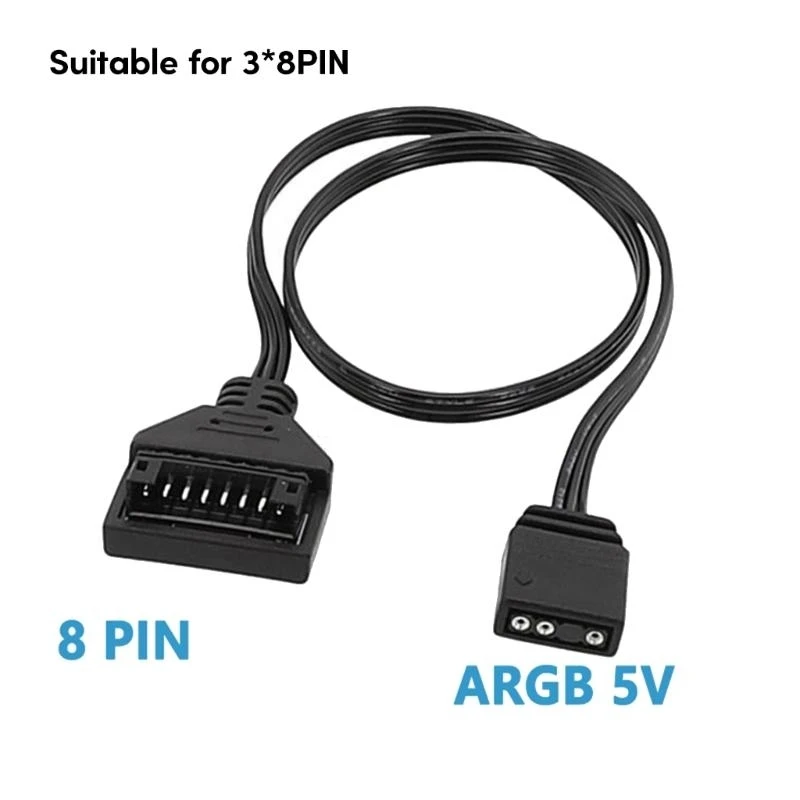 Upgrades Your Light System with 5V 3pin to ARGB 5V 8Pin/6pin Adapter Cable Multiple ARGB Devices Effortlessly