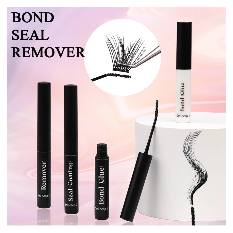 

Eyelash Bond and Seal Remover for DIY Lash Clusters Eyelash Extension Kit at Home Waterproof Glue Adhesive Mascara Wand Makeup