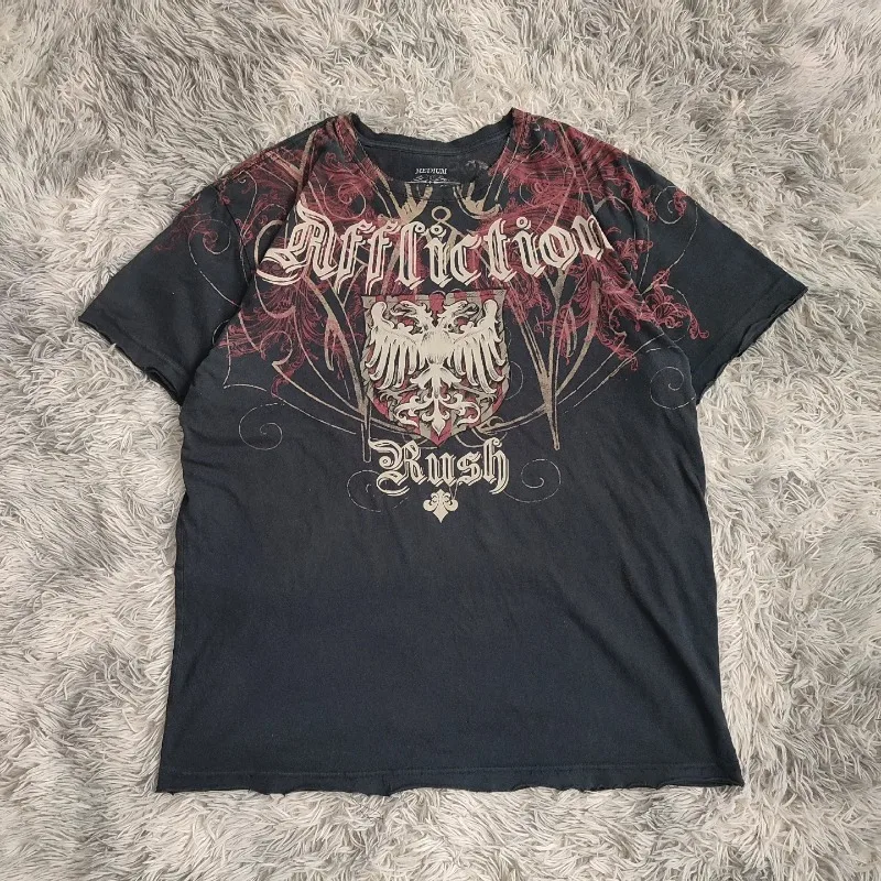Affiction Gothic Double Headed Eagle High Street Cotton Blend Casual Pants Relaxed Fit Men Urban StreetwearHipHop Fashion Styles