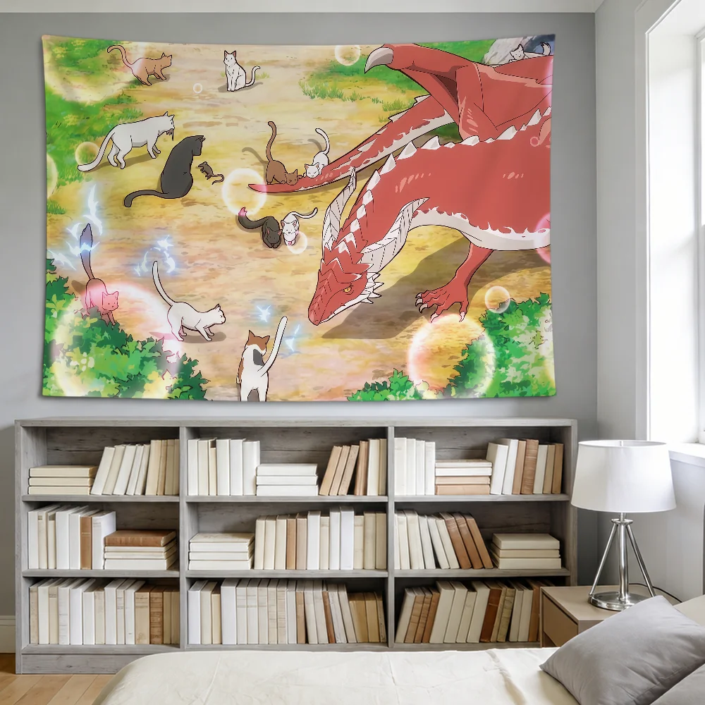 Anime Cute The Cat And The D-dragon Flag For Room Dorm Party Hogar Bedside Living Room Wall Hanging Garden Decor Banner Gift