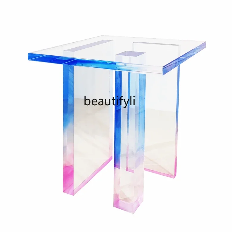 

Gradient Color Acrylic Tea Table Sofa Leisure Side Table Art Customization Console Tables