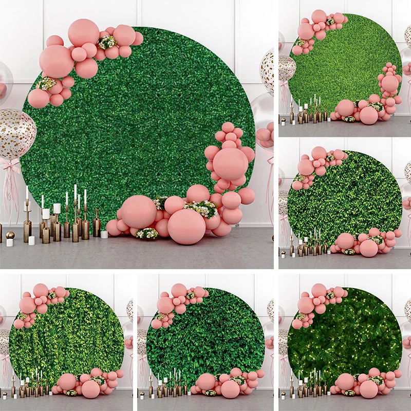 

Green Backdrop Grass Round Cover Grass Wall for Birthday Party Baby Shower Greenery Wedding Decoration Circle Photo Background