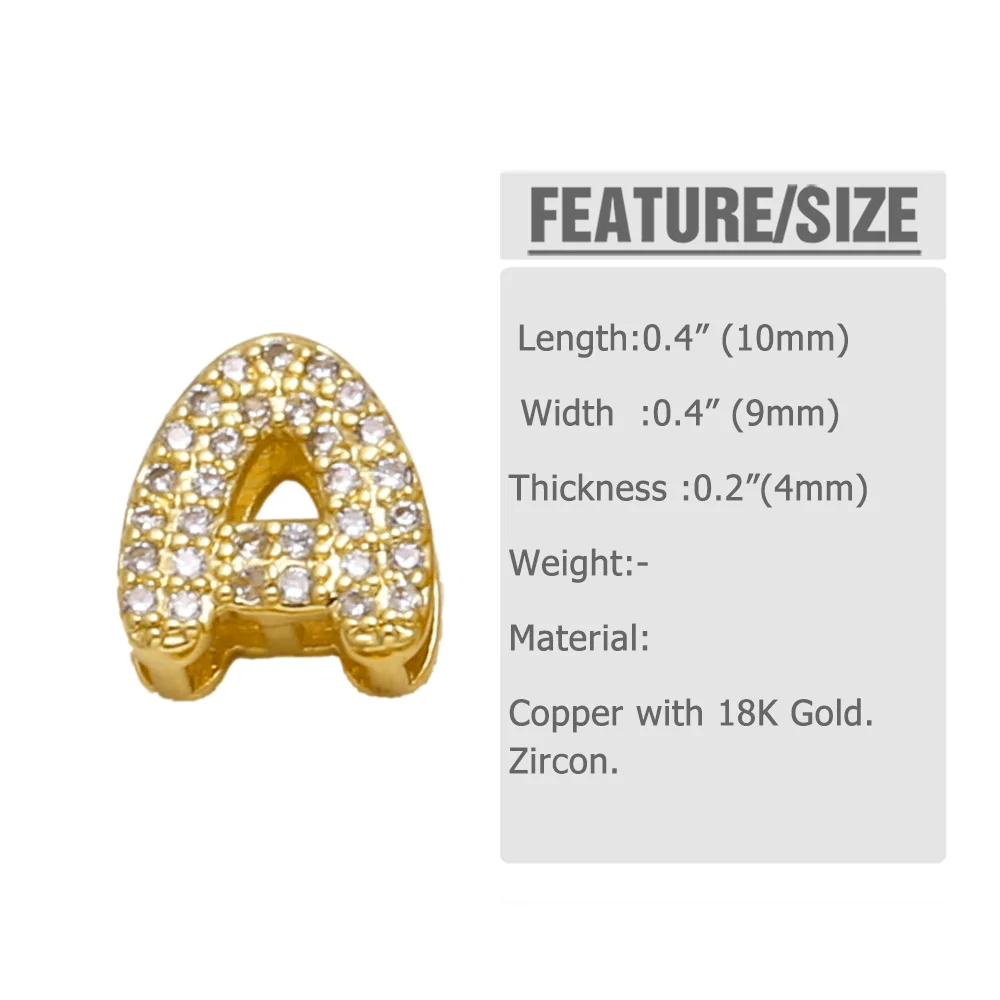 OCESRIO Crystal Small 26 Letters Charms for Bracelet Copper Gold Plated Initial Name accesorios de joyería envio gratis chma283