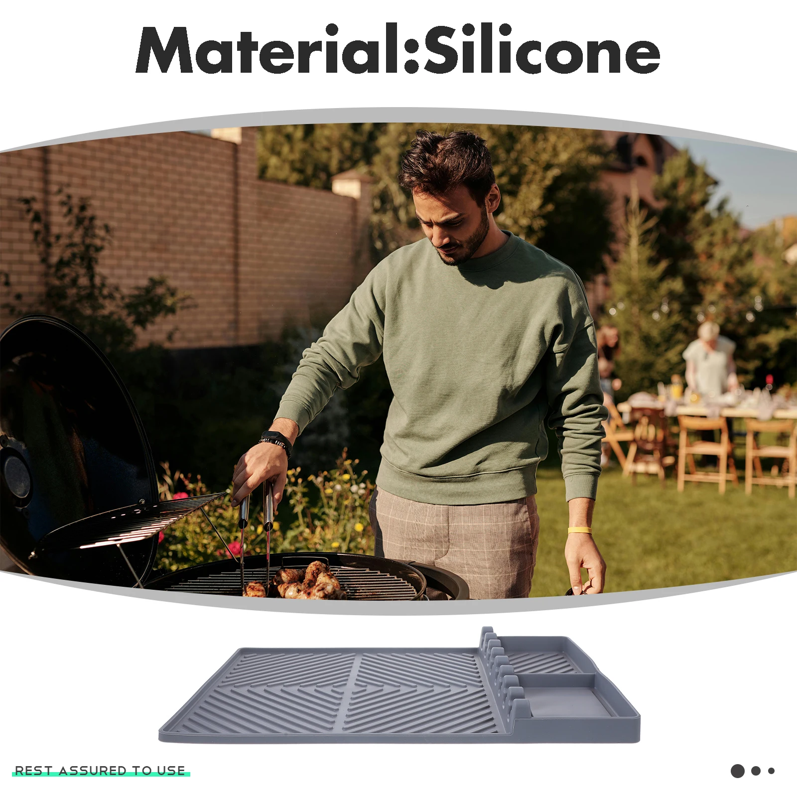 

Silicone Bbq Tool Mat Grill Side Shelf Pad Outdoor Kitchen Counter Bakeware Silica Gel ganizer Tools Rest Non Stick Easy