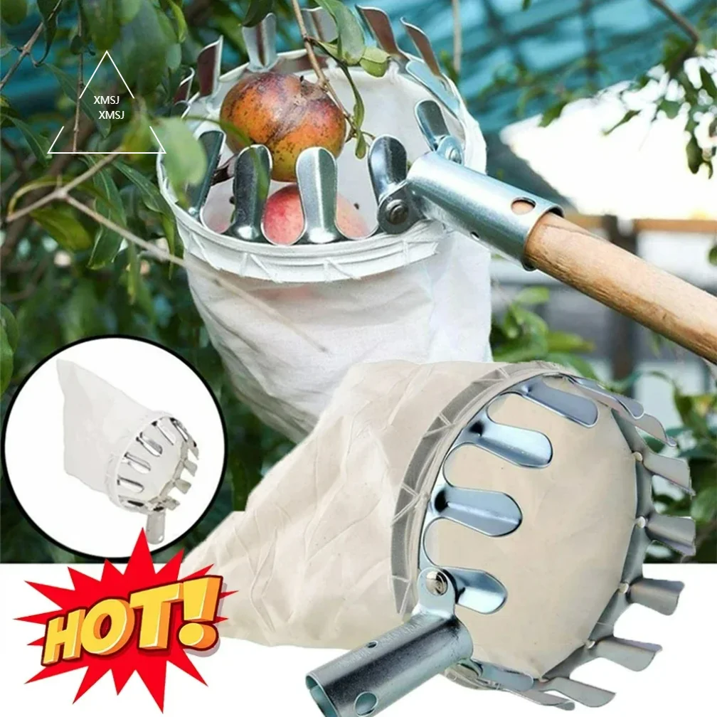 

Garden Fruit Picker Head Orchard Apple Pears Orange High Tree Picking Tool Fruit Catcher Pouch Detachable Farm Fruits Collector