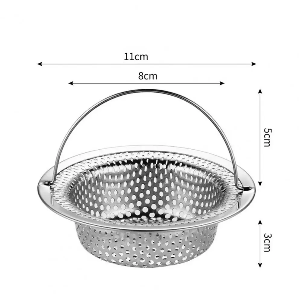 Stainless Steel Kitchen Sink Strainer Large Food Debris Holder Fine Mesh Clog-Free Drain Basket Easy-Lift Handle Durable Sewer F