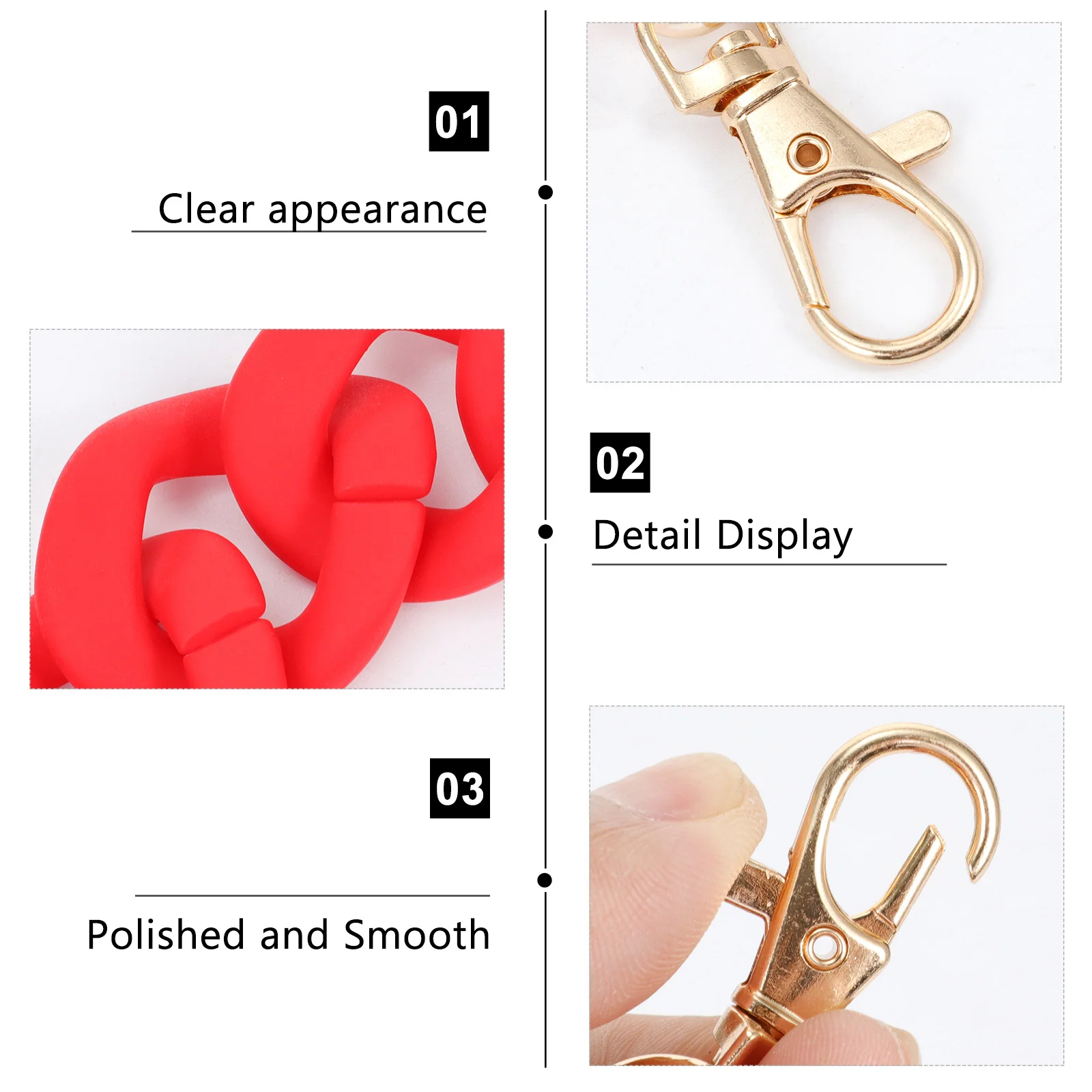 

Frosted Rubber Bag Chain Strap Durable Lightweight DIY Clutch Handbag Mini Bag Replacement Plastic Accessory Fashion