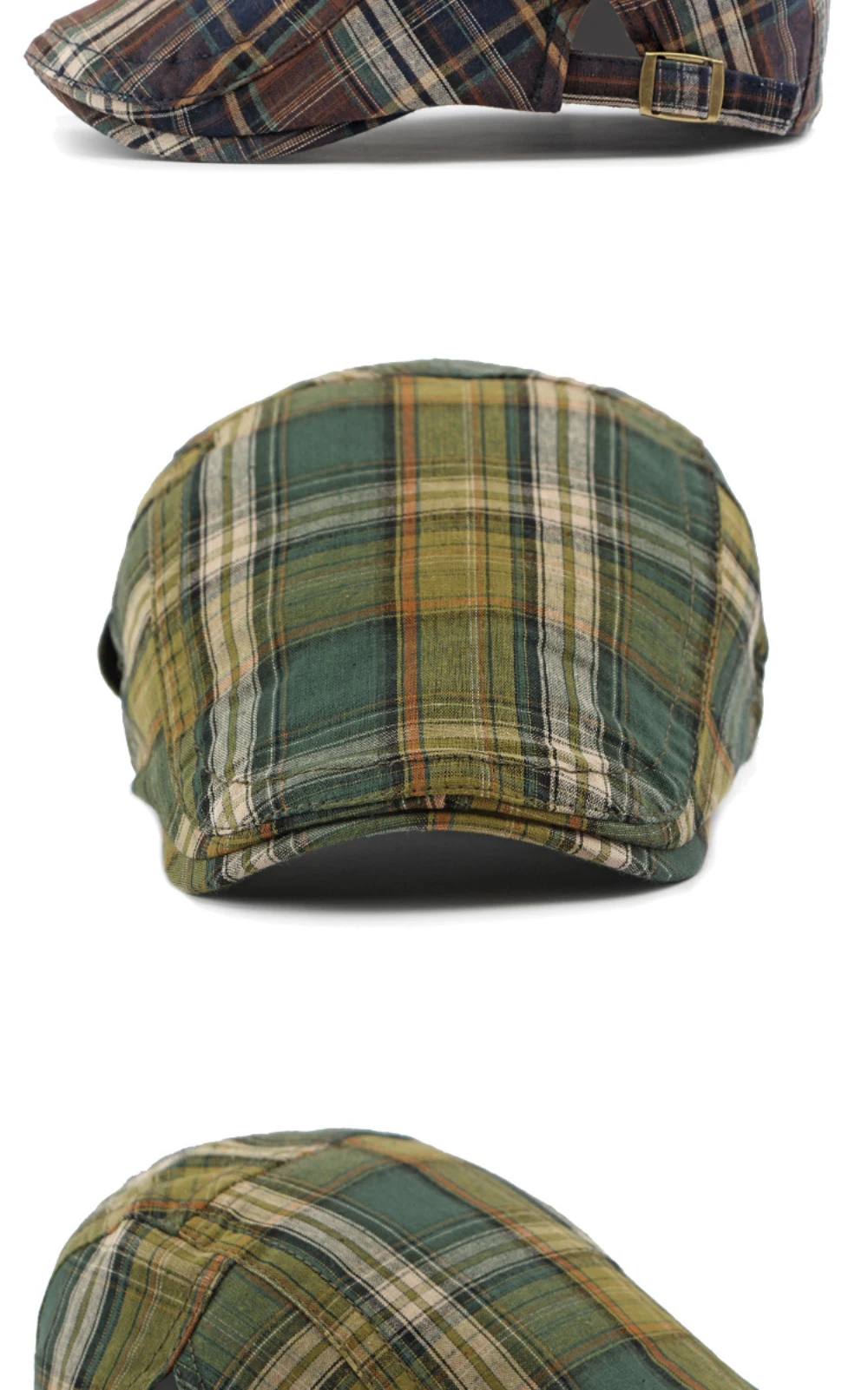 HT4376 Berets Männer Frauen Vintage Plaid Baskenmütze Männlich Weiblich Einstellbare Flache Kappe Retro Frühling Sommer Kappe Baskenmütze Hüte für Männer Frauen – Detail 7