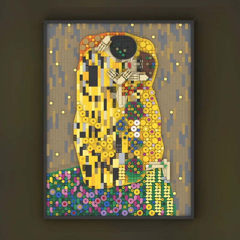 

НОВЫЙ 1954 шт. MOC «Поцелуй Климта», декоративная роспись, подарок на день рождения, игрушка, подарок «сделай сам», креативные строительные блоки, украшения