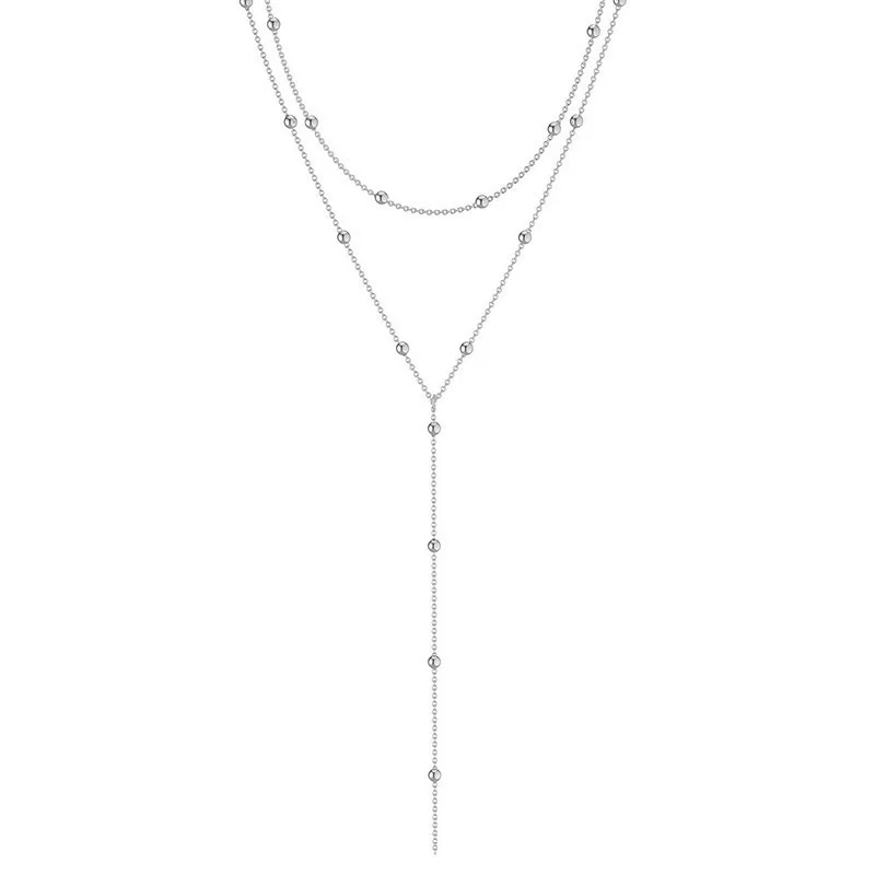 Colar Lariat Layering para Mulheres, Cor Dourada, Cambiado Duplo, Corrente Longa, Pingente Gota, Colares Gargantilha, Presentes da Moda, Novo