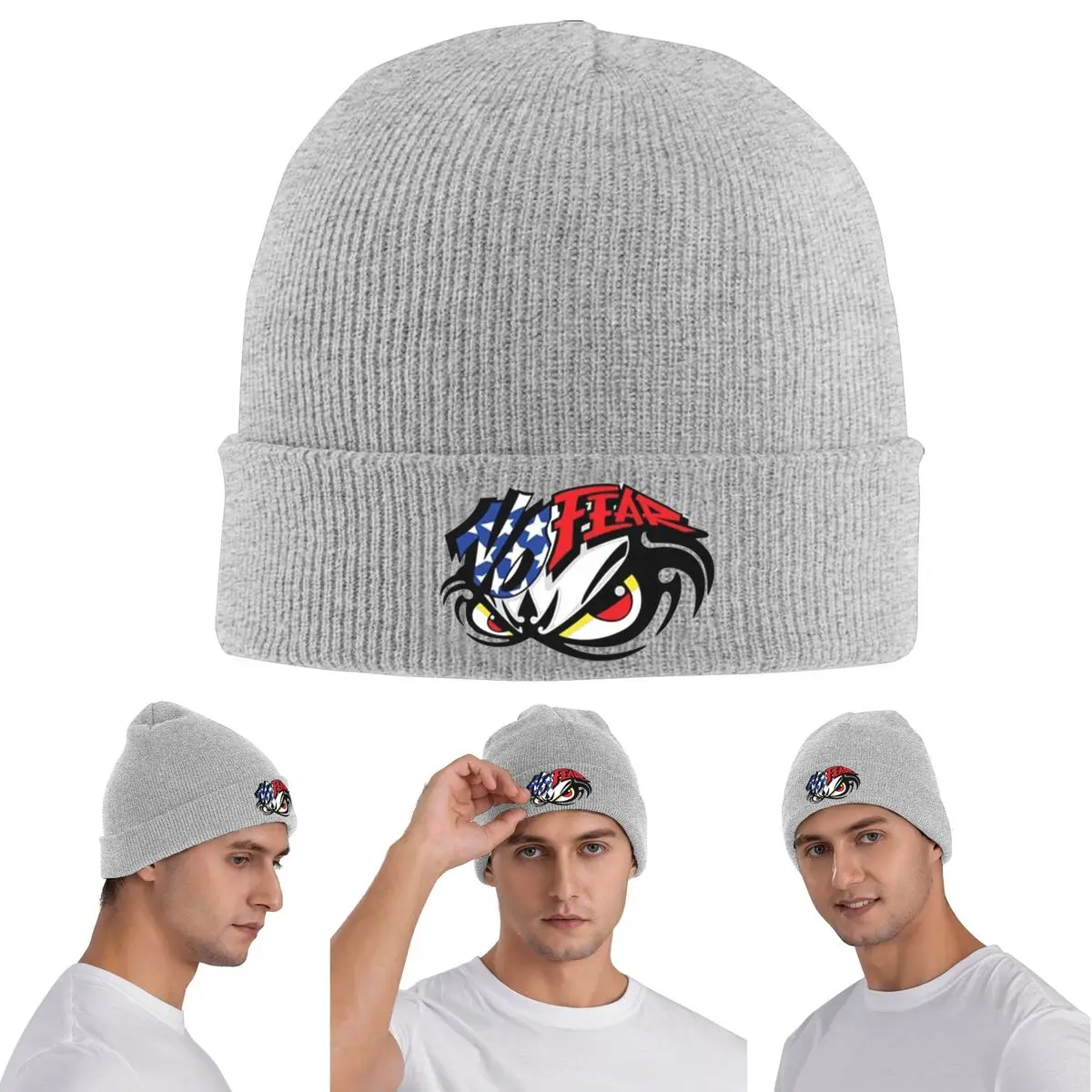 

No Fear No Fear And Eyes Print Теплая вязаная шапка Зимняя вязаная шапка Skullies Шапочки Хип-хоп Шапки для унисекс