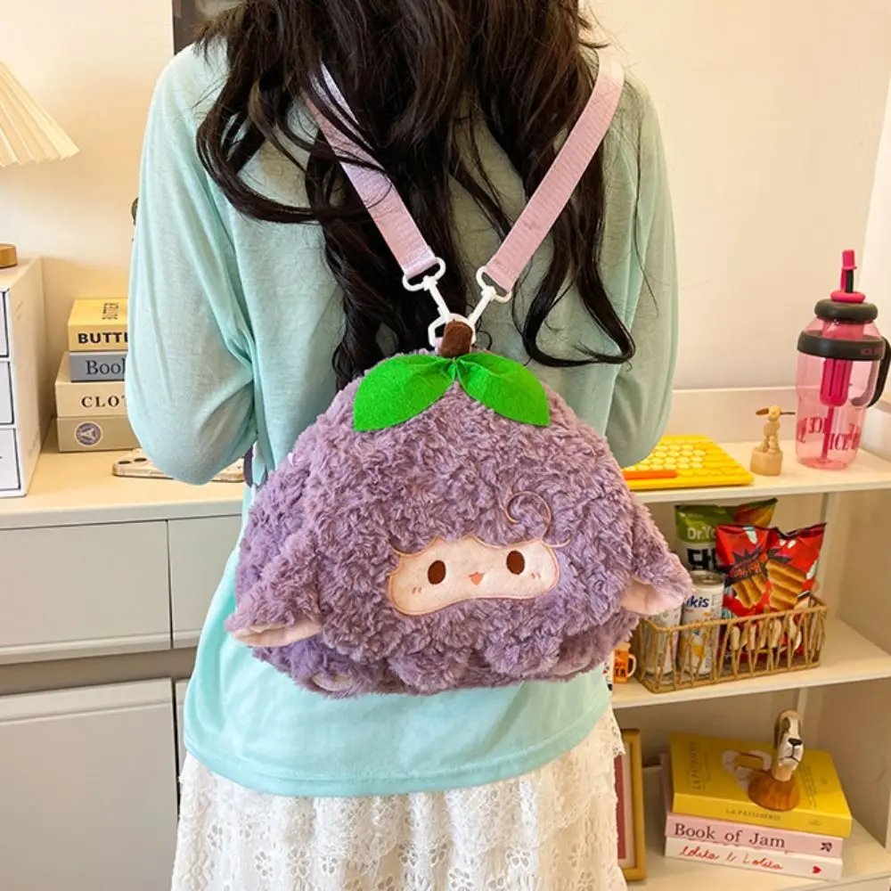 Collezione di zaini con chiusura a forma di pecora in cotone PP Spalle di grande capacità Zaino a doppio uso Borsa a tracolla Zaino con animali di peluche