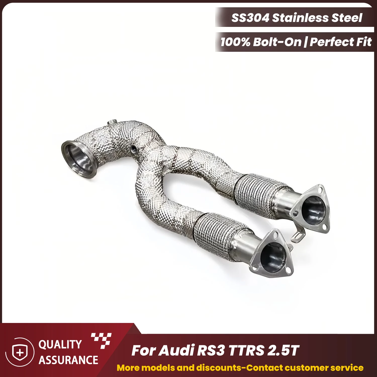 

ECCF Sports Downpipe With Heat Shield For Audi RS3 TTRS 2.5T Aggressive Exhaust Sound High Flow Performance Upgrade