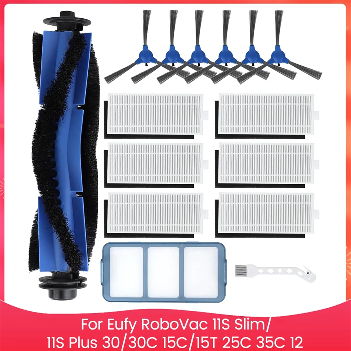 Аксессуары EULM для Eufy RoboVac 11S Slim/11S Plus, 30/30C, 15C/15T, 25C, 35C, 12 запасных частей для робота-пылесоса