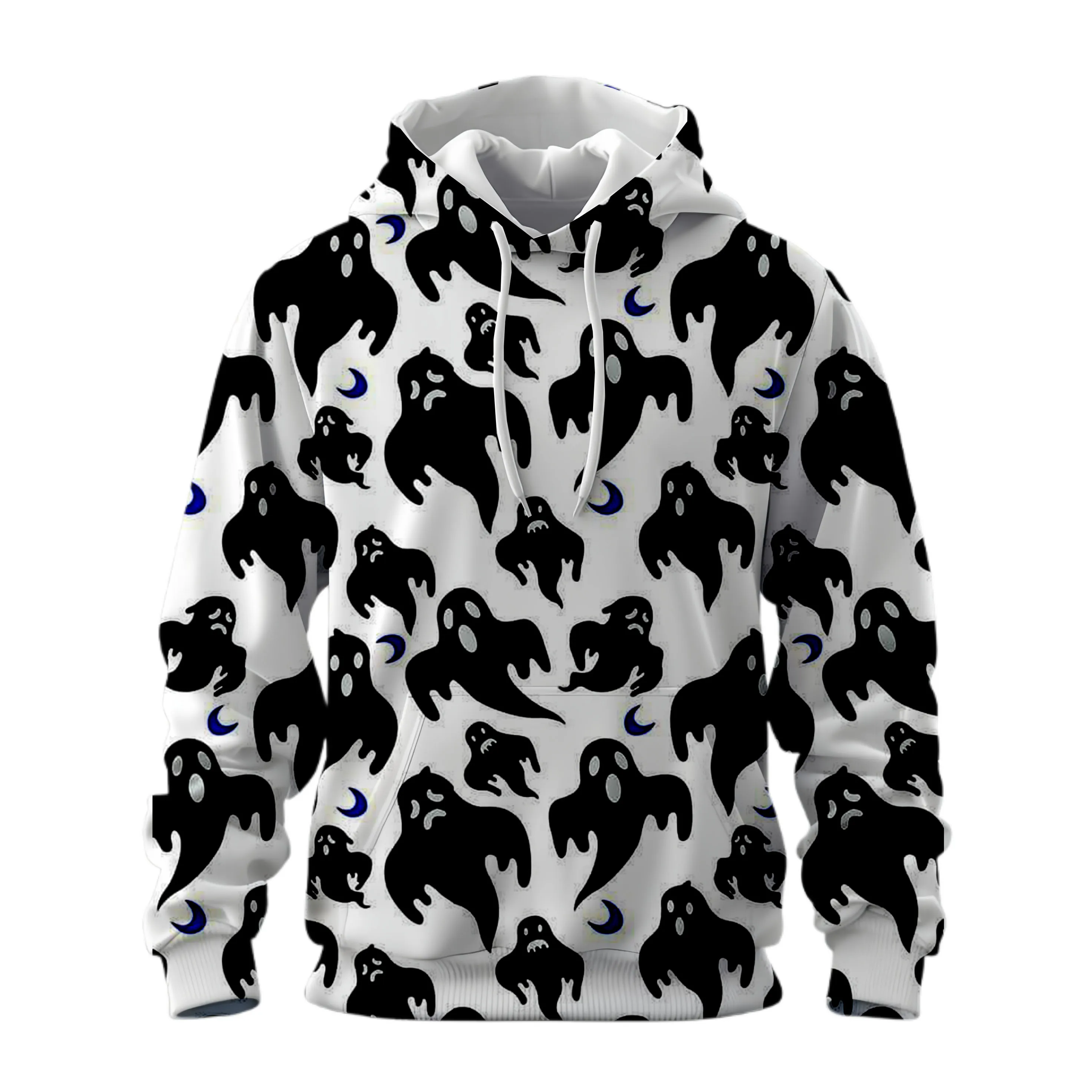 

Лидер продаж 2025, осенне-зимняя новая толстовка с капюшоном и принтом призраков на Хэллоуин, мужской и женский карнавальный костюм, детский пуловер